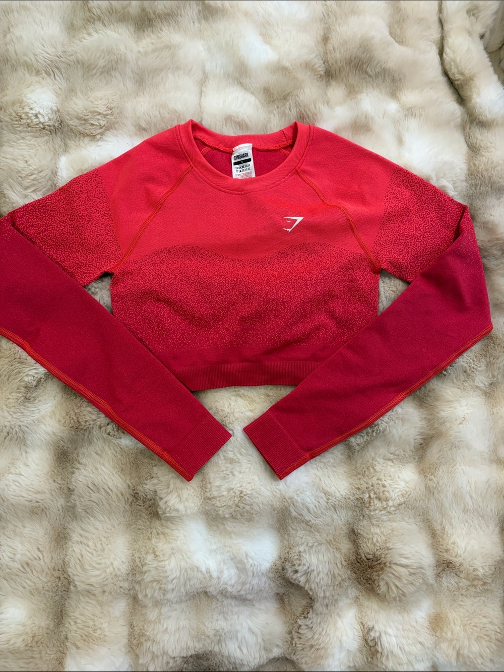 Gym Shark seamless long sleeve workout top in red pattern size small